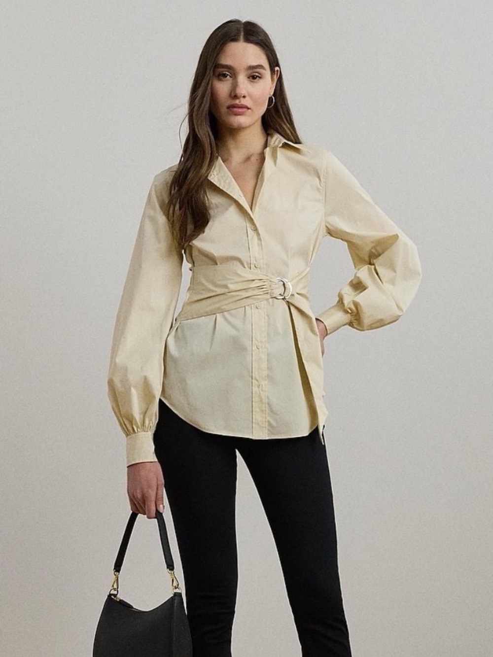 Lauren Ralph Lauren Tie-Front Cotton-Blend Shirt XXL